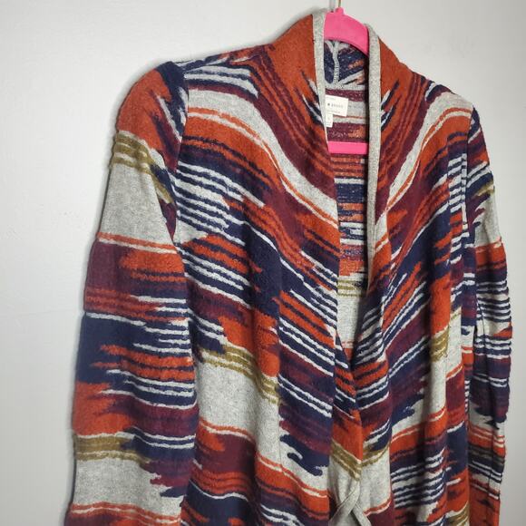 Lucky Brand Drape Front Aztec Sweater Cardigan Women's Size Small Blue Orange - Picture 4 of 15